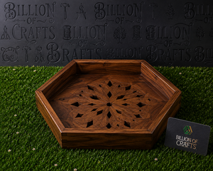 Bandeja de Servir Hexagonal de Madera Hecha a Mano con Diseño Floral y Art Deco, Regalo Decorativo Multifuncional para el Hogar - Product Image 1