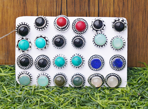 Natural Gemstone Assorted <b>Stud</b> Earrings 925 Sterling Mix Stone <b>Silver</b> Fine <b>Studs</b> For Women Wholesale - Product Image 5