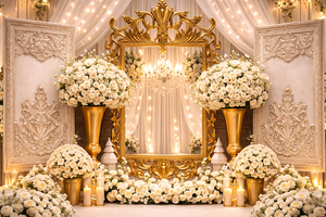 <span class=keywords><strong>Magnifique</strong></span> scène de mariage de style palais avec miroirs, panneaux muraux de fond pour mariage à thème indien ou <span class=keywords><strong>arabe</strong></span>, décoration de mariage musulman, États-Unis - Product Image 4