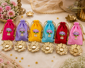 Handmade Lotus Potli Bag Metal <b>Tealight</b> Candle Holder Luxury Gift Bag Diwali Return Gifts Wedding Party Favor Home Decoration - Product Image 3
