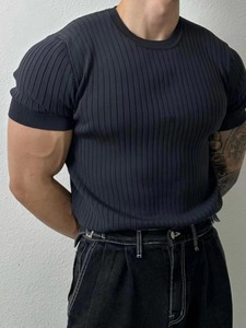 Camiseta de Verano de Alta Gama para Hombre, Corte Holgado Informal, Manga Corta, Tejido de Punto, Diseño Sólido, Transpirable, Tela de 180 Gramos, Bordada - Product Image 6
