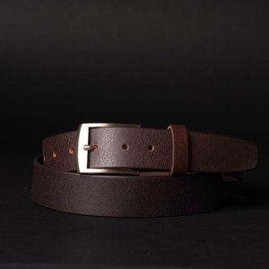 Cinturón de Cuero Genuino para Hombre, Fabricación Personalizada en Sialkot, Venta al Por Mayor, Borde Crudo, Piel de Búfalo Gruesa, Modelo LMB-0082B - Product Image 2
