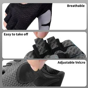 Gants de vélo/cyclisme, sans doigts, respirants, antidérapants, absorbant les chocs, rembourrés pour l'entraînement, la musculation, le VTT, le cyclisme sur route - Product Image 4