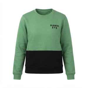 Sweat-shirt pour femme, vert et noir, à blocs de couleur, col rond, manches longues, en coton tricoté, respirant, pour l'automne - Product Image 6