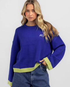 Sweat-shirt en tricot personnalisé pour femme avec bordure contrastante, coupe décontractée, col rond, pull à capuche pour femme, marque privée - Product Image 1