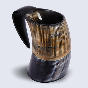 F S INTERNATIONAL Tasses en corne de buffle écologiques faites à la main style américain avec poignée, fabriquées en usine de l'Uttar Pradesh pour les fêtes - Product Image 4