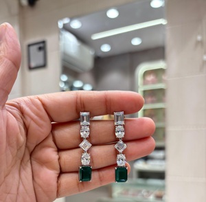 Stylish High Quality Brass <b>Silver</b> Plated Zircon Trendy Designer Drop <b>Earring</b> Women <b>Wedding</b> Look Party Wear Fashion - Product Image 3