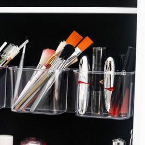 1-Shelf Wooden Floor Type 3-Color LED Mirror Lamp 8 White Interior Beads for Jewelry Storage Makeup Vanities Cabinet - Product Image 6