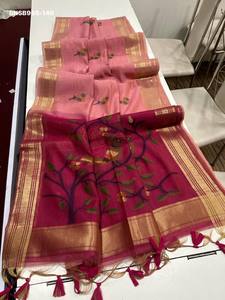 ผ้ามูก้าคอตตอนเนื้อนุ่มคุณภาพส่งออกจากอินเดีย พร้อมผ้าเรชมะหลากสีสันที่ถักทอแบบจัมดานี  ชุดส่าหรีพร้อมเสื้อคลุมสำหรับผู้หญิง  คอลเลคชั่นแฟชั่นสตรี - Product Image 2