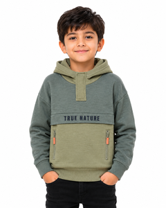 Sweat à capuche color block pour bébé et enfant Livster, en mélange de coton doux et polaire, manches longues, décontracté, hiver - Product Image 1