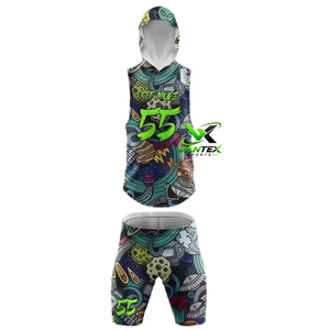 Vantex Sports <b>Men's</b> Custom Sublimation 100% Polyester Hooded Basketball Jersey and <b>Shorts</b> Set - Product Image 5
