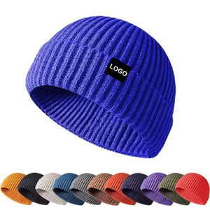 Bonnet en tricot bleu unisexe 100% acrylique, bonnet d'hiver pour le ski, couleur unie, style décontracté, taille adulte 56-58CM - Product Image 1