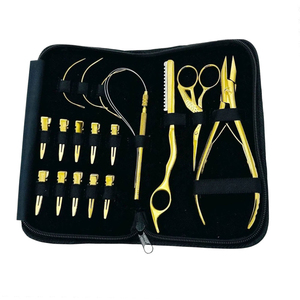 Professional Hair Salon <b>Kit</b> Hand Tied Hair Extension Tools Set with Micro Rings <b>Beads</b> Opener Closer Pliers Loop Sustainable - Product Image 2