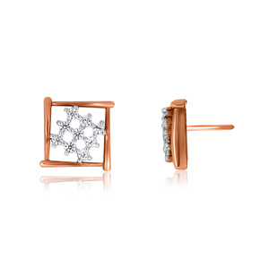 18K Rose Gold Square Diamond Stud Earrings Geometric Lab Grown Diamond Minimalist Fine Jewelry for Women - Product Image 3