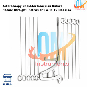 Instrument droit de passage de suture Scorpion pour arthroscopie de l'épaule, lot de 10 aiguilles, réutilisable, en acier inoxydable de qualité médicale, allemand - Product Image 2