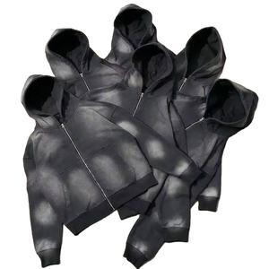 Dernier logo personnalisé Fabricant de survêtement à fermeture éclair Survêtement évasé de haute qualité personnalisé pour hommes 100% coton délavé au soleil - Product Image 5