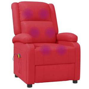 Fauteuil de massage en similicuir rouge avec structure en métal et mousse confortable et relaxante - Product Image 2