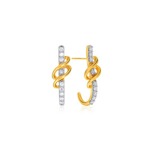 18K Modern <b>Infinity</b> Loop Lab Grown Diamond Hoop <b>Earrings</b> Elegant Minimalist Gold Jewelry for Women Daily Wear Gift - Product Image 2