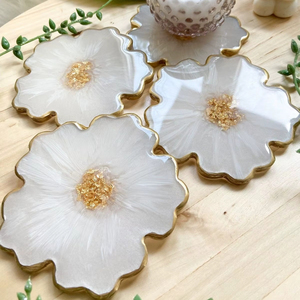 Handmade Eco-Friendly Durable Resin Flower <b>Coaster</b> Set-4-Piece Glossy Finish Waterproof Luxury Modern Decorative Gift for - Product Image 1