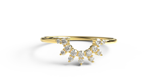 Elegant 18K Gold Plated <b>Crown</b> Curved Round Diamond <b>Ring</b> Sunburst Tiara <b>Ring</b> Stackable Engagement Band Jewelry Gift for Women - Product Image 1
