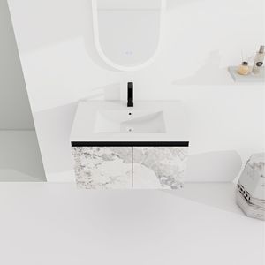 30\" <b>Wall</b> <b>Mounted</b> Floating Bathroom Vanity with Ceramic Sink & Soft-Close <b>Cabinet</b> Door Ready-to-Assemble (KD) Package - Product Image 4