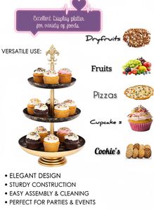 Round Mild Steel Cake Stand <b>for</b> Dessert Display Heavy Duty Metal <b>for</b> <b>Birthday</b> Wedding Party <b>Decoration</b> - Product Image 2