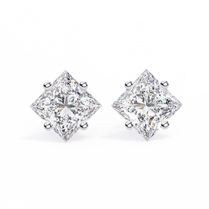 Boucles d'oreilles clous en argent sterling 925 avec moissanite taille princesse, 4 griffes, plaqué rhodium, fermeture à vis, pour cadeau de mariage - Product Image 6
