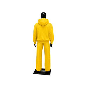Yellow <b>Full</b> <b>Zip</b> <b>Hoodie</b> Tracksuit Men Custom Logo Fleece Two Piece Set Casual Streetwear Jogging Suit Wholesale Sportswear Outfit - Product Image 2
