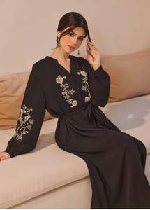 เดรสลำลองพิมพ์ลายดอกไม้ แขนยาว คอวี สำหรับผู้หญิง เซ็กซี่ คอวี ไซส์ใหญ่ เสื้อผ้าแฟชั่นลำลองทรงแม็กซี่ - Product Image 3