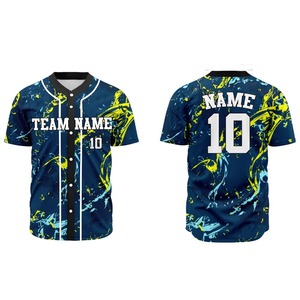 Maillot de baseball personnalisé tendance à sublimation, manches courtes, tissu léger et doux, respirant, confortable, unisexe, nom d'équipe personnalisé - Product Image 4