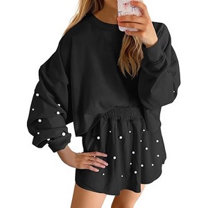 Robe pull oversize noire à pois pour femme, épaules tombantes, manches longues, tricotée asymétrique, style automne - Product Image 6