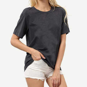 T-shirt décontracté à manches courtes pour femme, en coton compressé, respirant, anti-boulochage, écologique, couleurs personnalisables, coupe classique - Product Image 4