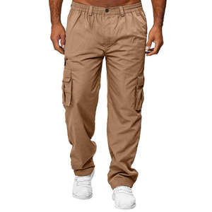Pantalon cargo en laine kaki pour homme, style hip-hop, taille à cordon, plusieurs poches, respirant, pour l'hiver - Product Image 3