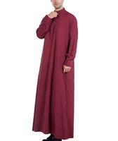 Kaftan Jilbab Ramadan Jubba pour homme, couleur marron, Thobe en satin et coton, Jalabiya saoudienne, robe turque pour homme, Abaya Thobes respirante