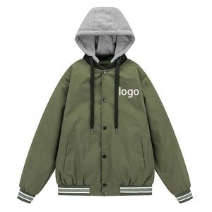 Hooded Varsity <b>Jackets</b> <b>Men</b> Custom Logo <b>Baseball</b> Plain Private Label Windproof Wholesale Winter - Product Image 3