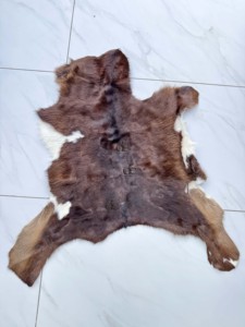 Tapis en cuir de vachette de créateur en gros, tapis marron et blanc pour salon, décoration scandinave bohème, 100 % cuir de vachette naturel - Product Image 3