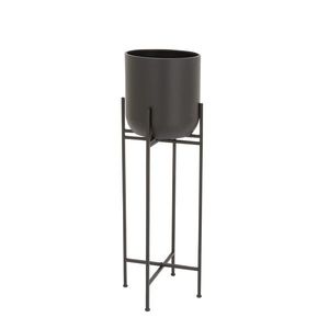 Linea Exports Inc Ensemble de 2 jardinières en métal avec support noir thermolaqué, différentes tailles, forme ronde, jardinières en métal pour fleurs - Product Image 6