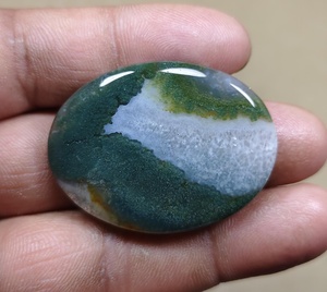 Cabujón de Cuarzo Ágata Musgosa Natural Verde, Piedra Ovalada Facetada Suelta para Joyería - Product Image 3