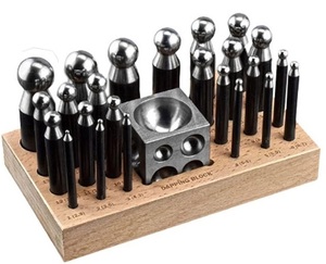 SUNTOOLS/STIPL Jewelry Making Supplies Kit Doming <b>Punches</b> & Block 2x2x2 <b>Set</b> with Wooden Stand for DIY Jewelry Setting Tools - Product Image 1