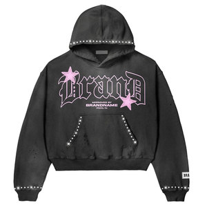 Conjunto de Sudadera con Capucha y Pantalones Deportivos con Estampado Desgastado, Diseño Moderno y a la Moda, Tejido de Algodón Afelpado Cómodo - Product Image 2