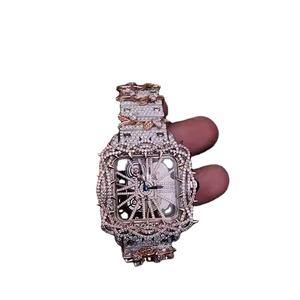 Reloj de Lujo al por Mayor, Estilo Antiguo, Clásico, con Diamantes Moissanite, Digital, de Acero Inoxidable, con Engaste Invisible, Esqueleto, Zafiro - Product Image 1