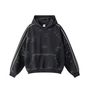 Sudadera con Capucha de Felpa Francesa Vintage para Hombre, al por Mayor, con Logotipo Personalizado, de Alta Calidad, con Mangas a Rayas Extra Grandes, para Otoño - Product Image 1