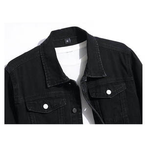 Chaqueta de Mezclilla Negra para Hombre, Estilo Casual, Cuello Camisero, Cierre de Botón, Algodón Lavado, Corte Regular, Estilo Otoñal - Product Image 3