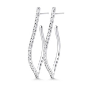 Pendientes minimalistas de oro blanco de 10k con diamantes cultivados en laboratorio de corte brillante redondo, certificados por IGI, para mujer. - Product Image 2