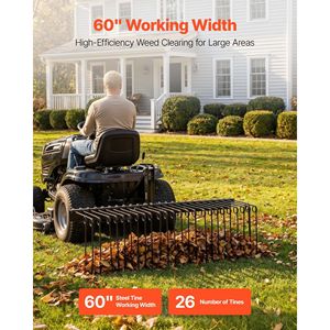 Rastrello per Paesaggistica Professionale da 60 Pollici con 26 Denti in Acciaio Armonico, Attacco a 3 Punti, Scarificatore per Prato per Trattori Categoria 1 - Product Image 2