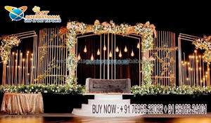 Élégant support métallique découpé au laser pour scène de mariage, avec mehrab et murs de bougies brillants, pour la conception de scènes de mariage, en promotion aux États-Unis, décoration événementielle - Product Image 6
