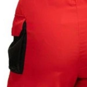 <b>Women's</b> Red Athletic <b>Shorts</b> with <b>Black</b> Side Panels Drawstring Waist Lightweight Sports <b>Shorts</b> for Running Training and - Product Image 4