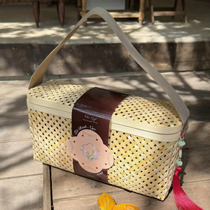 Decorative Bamboo <b>Gift</b> <b>Basket</b> Natural Material Woven Design for <b>Hampers</b> and Events - Product Image 1