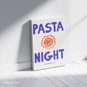 Tableau mural en toile pour cuisine, affiche illustrative typographique « Pasta Night », décoration murale amusante pour cuisine - Product Image 2
