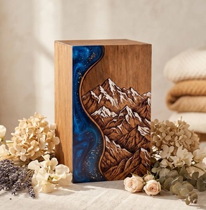Handcrafted Personalized Urn for Human Ashes - <b>Memorial</b> <b>Keepsake</b> Pet Urn - Rosewood Resin Mountains Urn <b>box</b> - Product Image 4